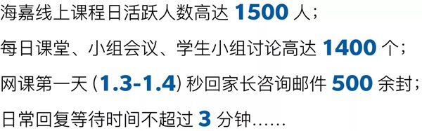 海嘉国际双语学校线上课程统计数据