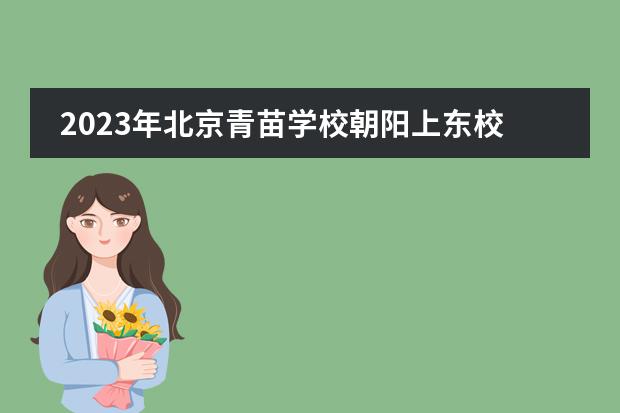 2023年北京青苗学校朝阳上东校区招生启动(附学费)