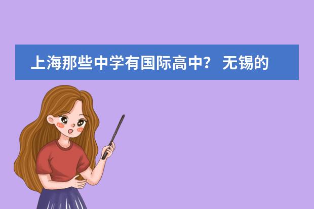 上海那些中学有国际高中？ 无锡的家长有不？想送孩子去国际学校，看到有所&ldquo;无锡南外国王国际学校&rdquo;，咋样啊？